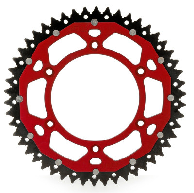 Couronne Bi-composants 49 dents Ultra-Light anti-boue pas 520 type 808 couleur rouge ART | SUZUKI