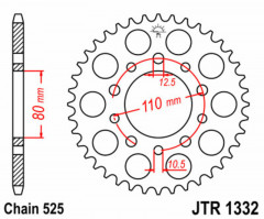 Couronne 37 dents pas 525 type 1332 standard JT Sprockets | Moto, Motocross HONDA, TRIUMPH