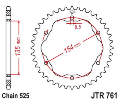 Couronne 38 dents Standard pas 525 type 761 aluminium JT Sprockets | Moto DUCATI