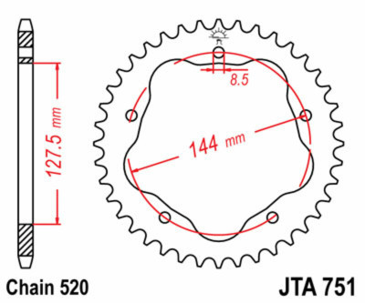 Couronne Ultra-Light 38 dents en aluminium type 751 pas 520 JT Sprockets | Moto DUCATI