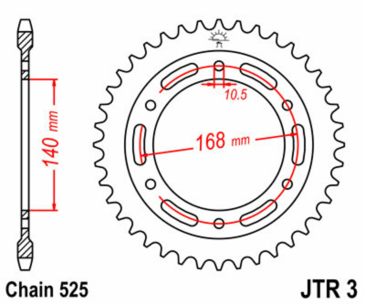 Couronne 41 dents acier standard 3 - 525 JT Sprockets | BMW F GS 700, BMW F GS 800, BMW F R ABS 800