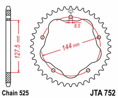 Couronne 42 dents alu Ultra-light pas 525 type 752 JT Sprockets | Moto DUCATI