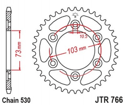 Couronne 43 dents acier standard 766 - 530 JT Sprockets | DUCATI MULTISTRADA ENDURO 1260