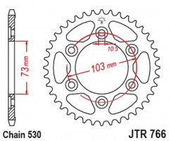Couronne 43 dents acier standard 766 - 530 JT Sprockets | DUCATI MULTISTRADA ENDURO 1260