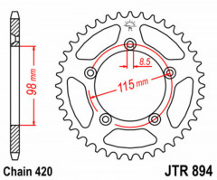 Couronne 46 dents acier standard 894 - 420 JT Sprockets | HUSQVARNA TC 65, KTM SX 60, KTM SX 65