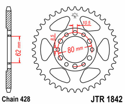 Couronne 54 dents acier standard 1842 - 428 JT Sprockets | YAMAHA TW 125, YAMAHA XT 125