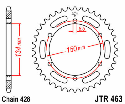 Couronne 50 dents acier standard 463 - 428 JT Sprockets | KAWASAKI KMX 125
