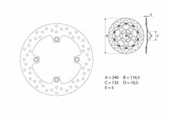 Disque de frein arrière Brembo 68B40783 Oro fixe | CBF 500, 600, 1000, HORNET F 600
