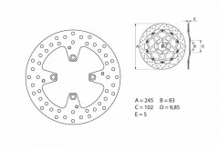 Disque de frein arrière fixe marque Brembo Oro 68B407E8 | Compatible Moto DUCATI