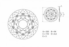 Disque de frein avant Brembo Oro 78B40876, compatible | CBR RR FIREBLADE 1000 / ABS