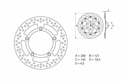 Disque de frein avant fixe Brembo Oro - 68B407B4 | BURGMAN ABS 400, AN 250, AN 400