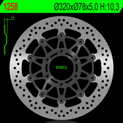 Disque de frein avant flottant : 1258 - Marque NG BRAKES | Moto TRIUMPH