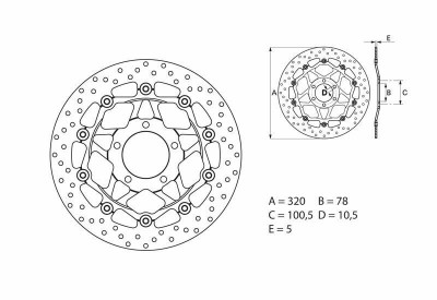 Disque de frein avant flottant marque Brembo Oro 78B40873 | Moto TRIUMPH
