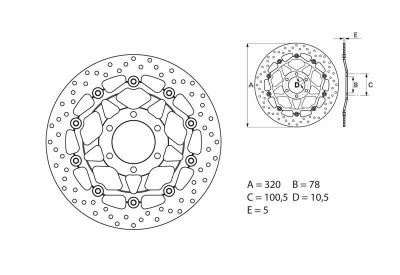 Disque de frein avant flottant marque Brembo Oro 78B40874 | Moto TRIUMPH