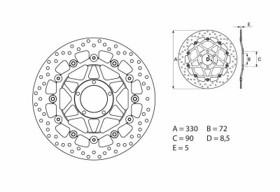 Disque de frein avant flottant marque Brembo Oro 78B40890 | Moto DUCATI