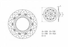 Disque de frein avant flottant Oro marque Brembo 78B40872 | Moto TRIUMPH
