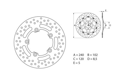 Disque de frein fixe Série Oro Brembo : 68B40760 | Moto, Maxiscooter PIAGGIO, APRILIA