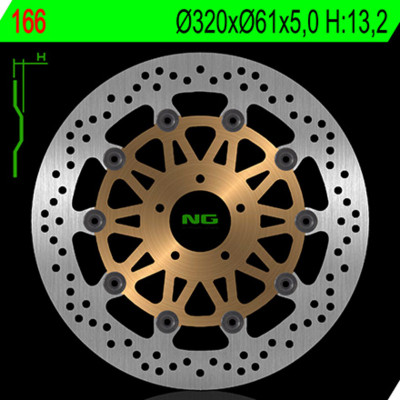 Disque de frein flottant avant droit marque NG BRAKES - Modèle 166 | KAWASAKI