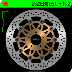 Disque de frein flottant avant droit marque NG BRAKES - Modèle 166 | KAWASAKI