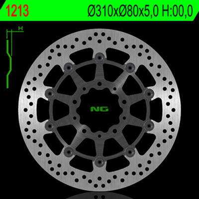 Disque de frein semi-flottant rond, marque NG BRAKE DISC : 1213 | KAWASAKI
