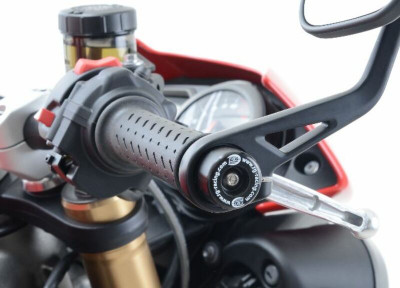 Embouts de guidon avec rétroviseur origine noir R&G | Moto TRIUMPH