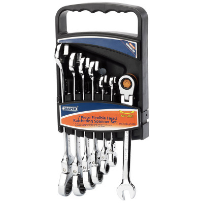 Jeu 7 clés mixtes Draper cliquet articulé 8, 10, 12, 13, 14, 17 et 19mm