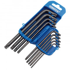 Jeu de 9 clés mâles Draper Torx longues T10, T15, T20, T25, T27, T30, T40, T45 et T50