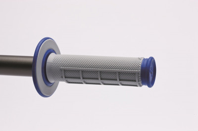 Poignées de guidon Dual Grip semi-gauffré gris/bleu Renthal | Motocross GAS GAS