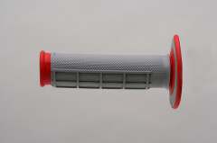 Poignées de guidon Dual Grip semi-gauffré gris/rouge Renthal | Motocross GAS GAS