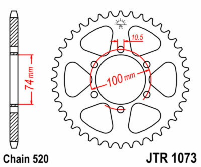 Couronne 46 dents acier standard 1073 - 520 JT Sprockets | HYOSUNG GV AQUILA CUSTOM 250