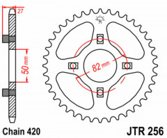 Couronne 38 dents acier standard 256 - 420 JT Sprockets | HONDA MTX RW 200, HONDA XR 80