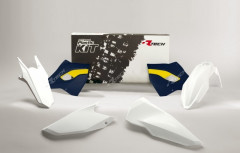 Kit plastique couleur origine blanc/bleu/jaune Racetech | FE 250, 350, 450, 501, TE 125, 250, 300