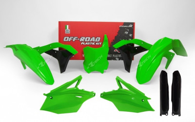 Kit plastique vert fluo noir Racetech | KAWASAKI KX 250, KAWASAKI KXF 250